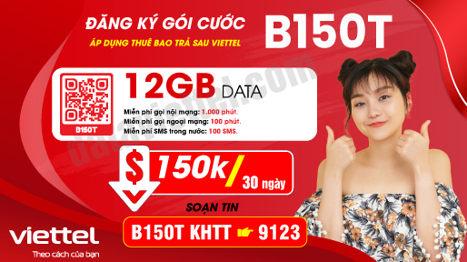 Hướng dẫn đăng ký gói cước B150T Viettel