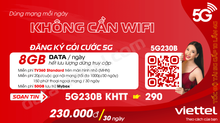 Đăng ký gói cước 5G Viettel 5G230B