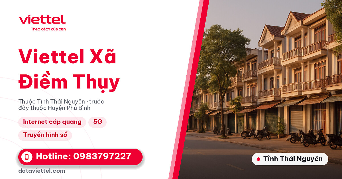 Kỹ thuật viên khảo sát lắp mạng Viettel tại Xã Điềm Thụy